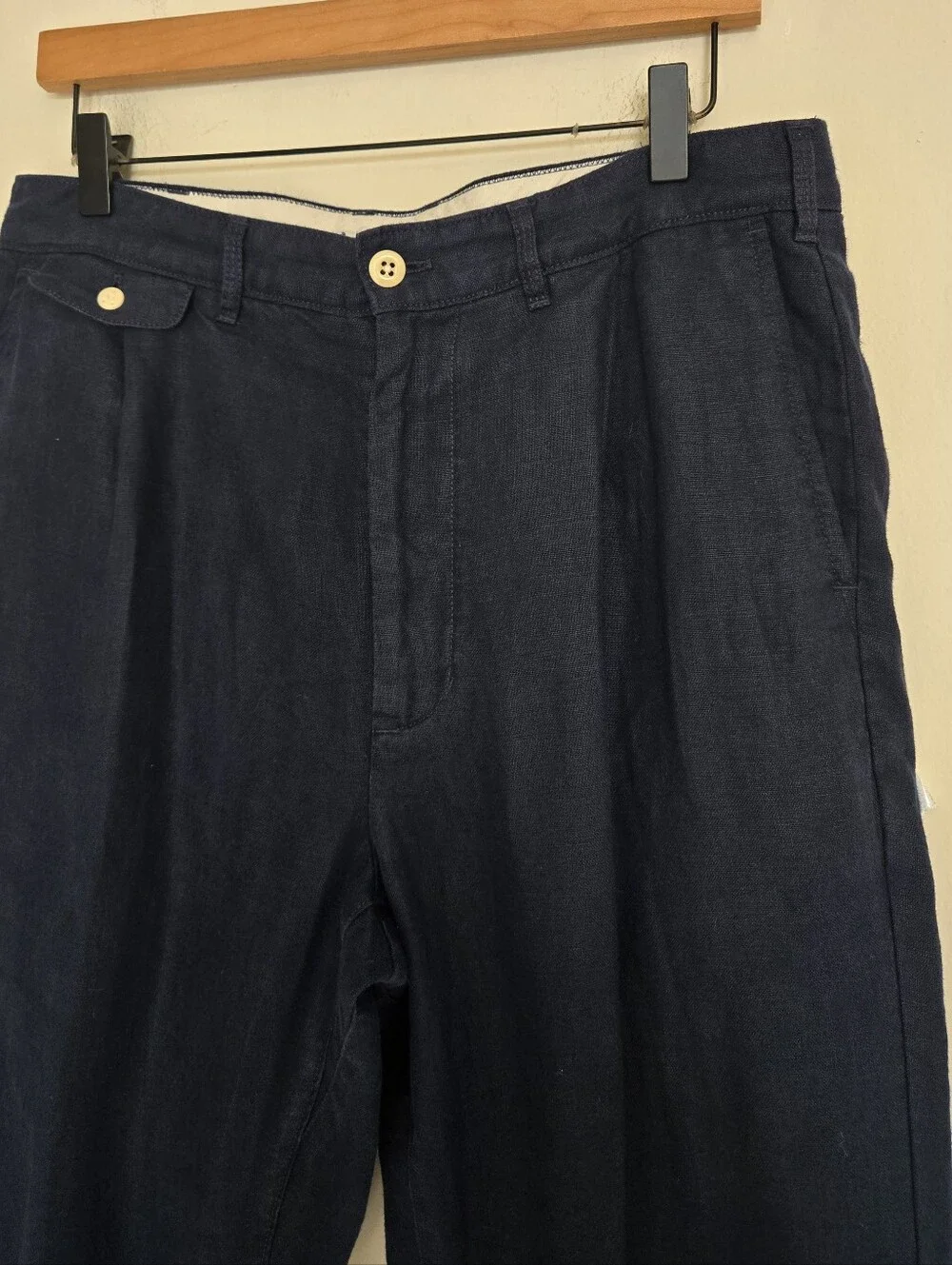Alex Mill Linen 100% Navy Blue Standard Pleated 100% Linen Pants Men's Size 31